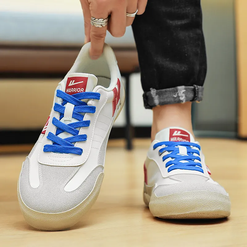 WARRIOR Canvas Shoes Unisex Low Top Gray/Red-14
