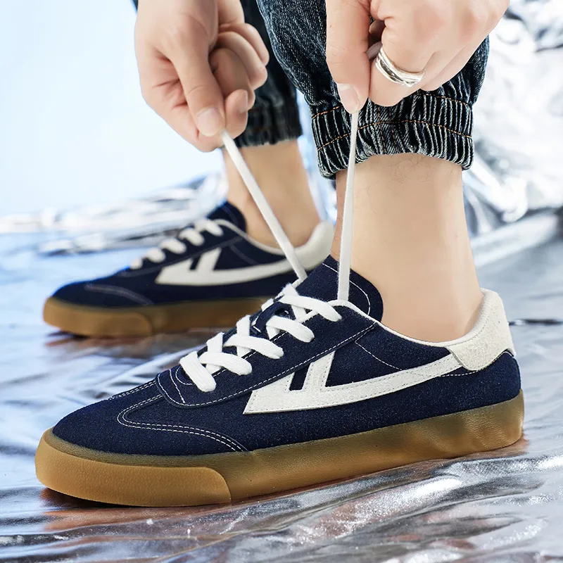 Warrior German Army Trainers Lightweight And Breathable Low Top Skateboard Shoes Unisex Dark Blue White-11