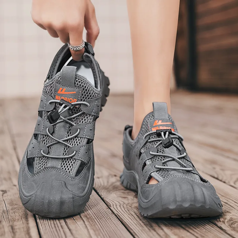 Warrior River Trekking Shoes Wear resistant, Lightweight, Breathable, And Non slip. Beach Sandals Men's Gray-3