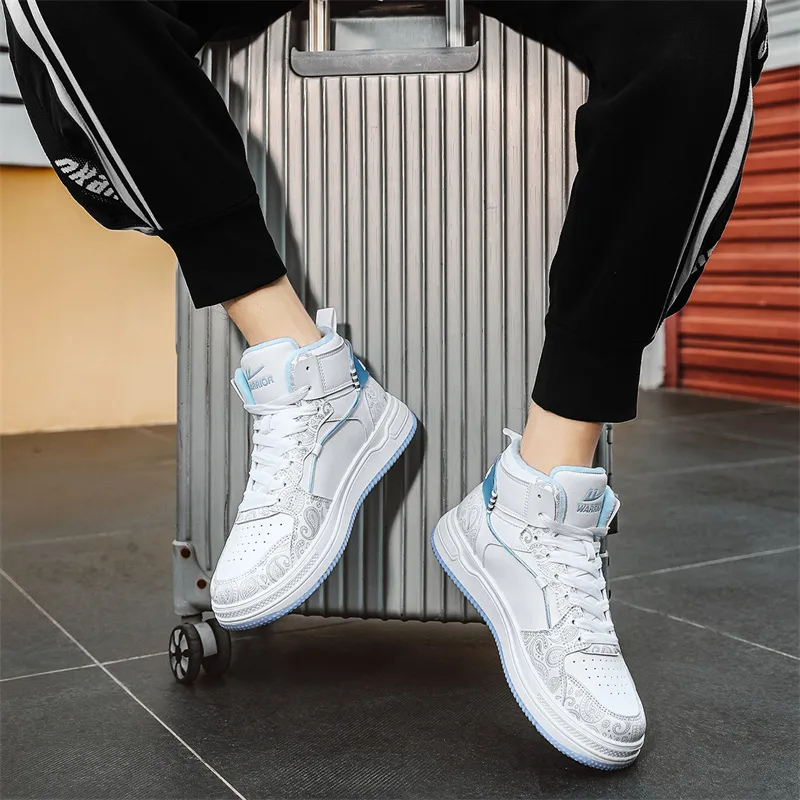 WARRIOR Skateboard Shoes Unisex High Top Gray/Blue-13