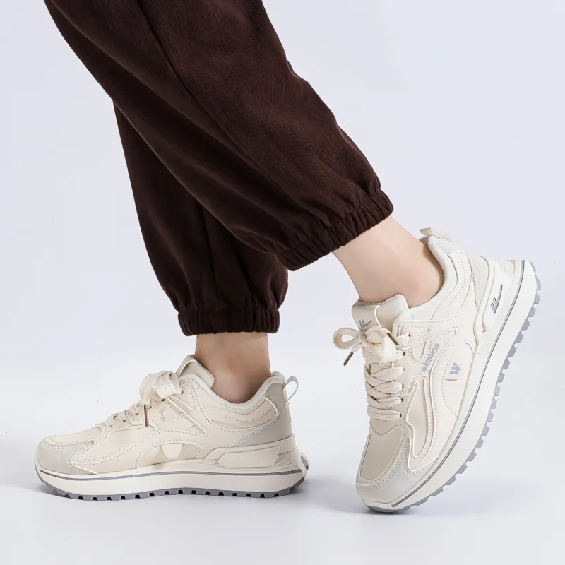 Warrior Low Top Chunky Sneakers Women's Beige Gray-2