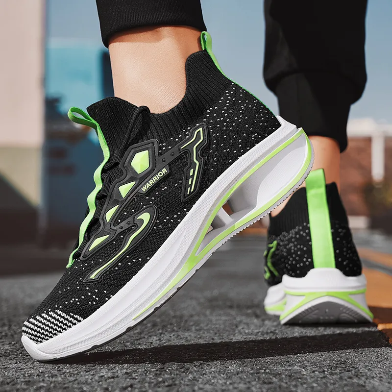 WARRIOR Running Shoes Men Low Top Green-5