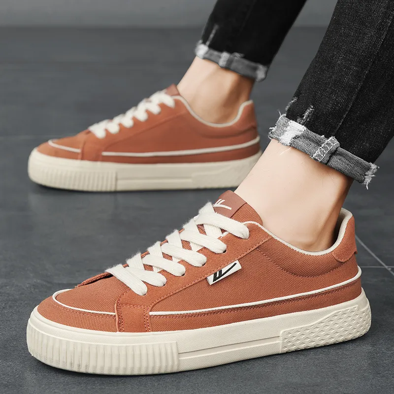 Warrior Wear resistant Lightweight Breathable And Non slip. Low Top Canvas Shoes Men's Orange Red-10