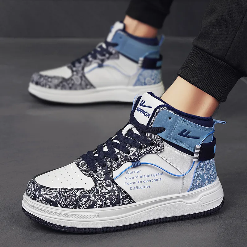 WARRIOR Skateboard Shoes Unisex High Top Dark Blue/Light Blue-13