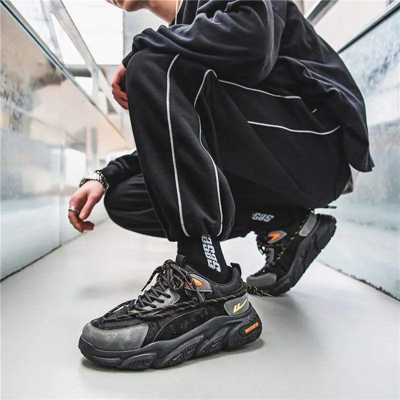 Warrior Warrior Anti-Slip Wear-Resistant Breathable Lightweight Height Increasing Warm Low-Top Chunky Sneakers Unisex-44