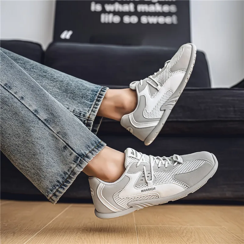 Warrior Slip Resistant, Abrasion Resistant, Breathable Low Top Casual Shoes Men's Beige Light Gray-6