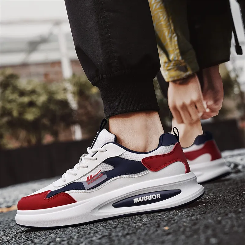 Warrior Slip Resistant, Abrasion Resistant, Breathable Low Top Casual Shoes Men's White Blue Red-6