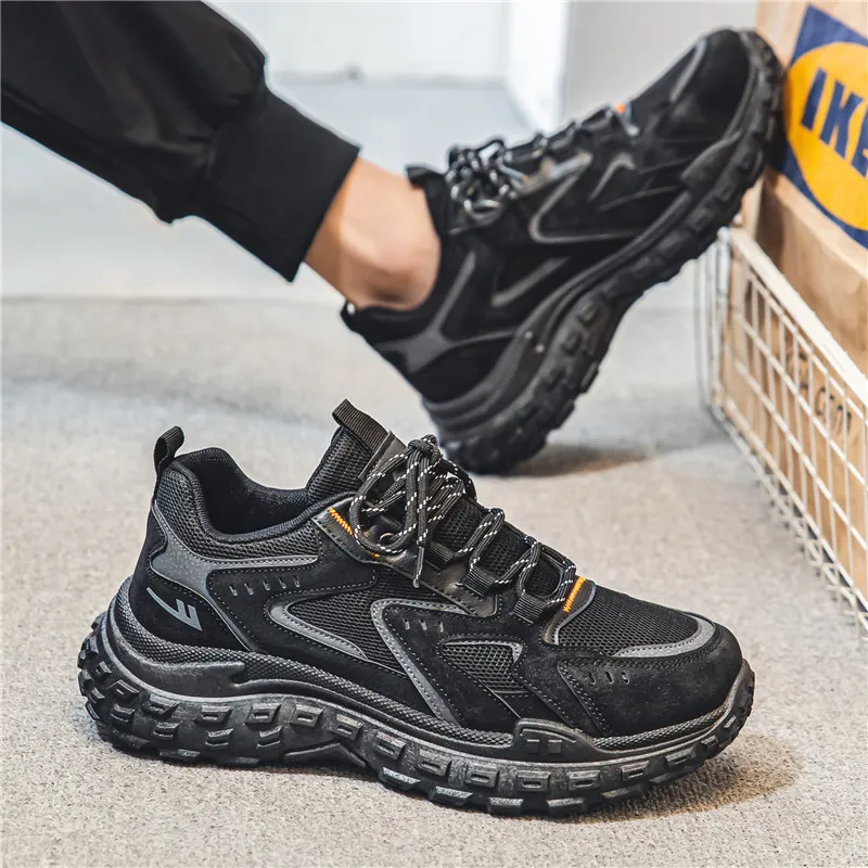 Warrior Shock Absorbers With Slip Resistant And Abrasion Resistant Properties Low Top Chunky Sneakers Men's Black-8