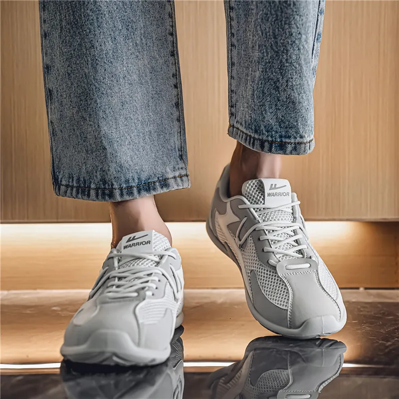 Warrior Slip Resistant, Abrasion Resistant, Breathable Low Top Casual Shoes Men's Beige Light Gray-5