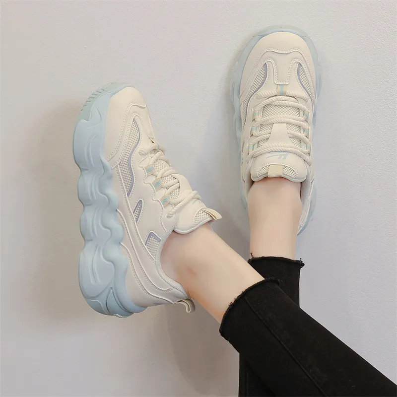 WARRIOR Chunky Sneakers Women's Low Top Blue-6