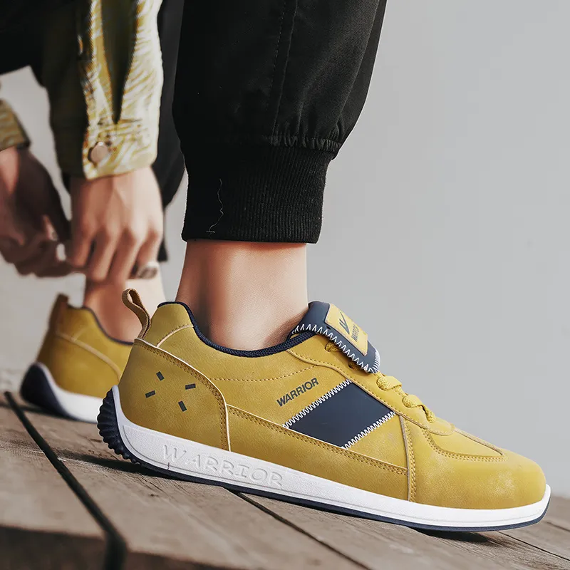 Warrior Slip Resistant, Abrasion Resistant, Lightweight Low Top Casual Shoes Men's Yellow Dark Blue-6
