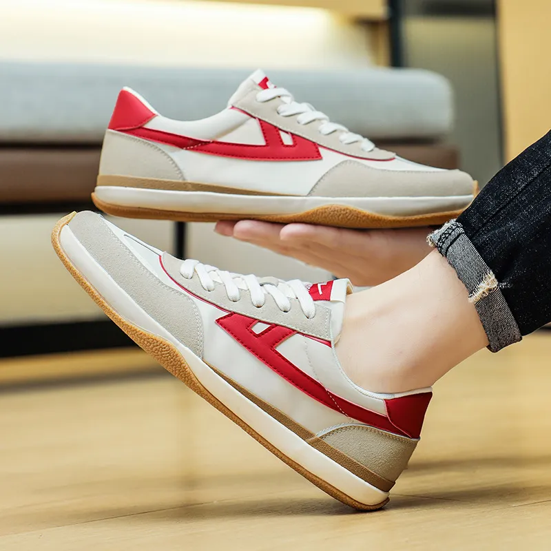 WARRIOR Skateboard Shoes Unisex Low Top Gray/Khaki/Red-6