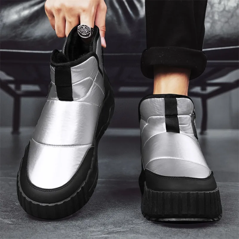 Warrior Thermal Slip Resistant Coverage Short Snow Boots Men's Silver Black-6