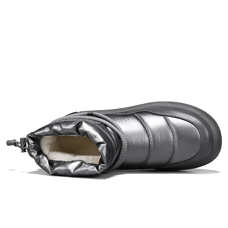 Warrior Warm Coverage Height Increasing Wear Resistant Slip Resistant Short Snow Boots Men's Gray-2