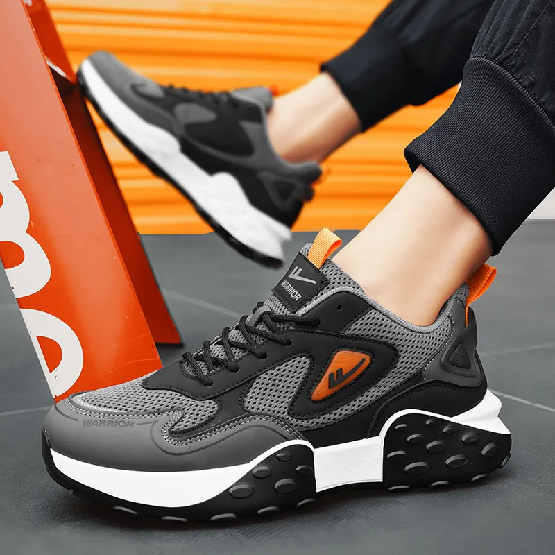 WARRIOR Chunky Sneakers Men Low Top Orange-3