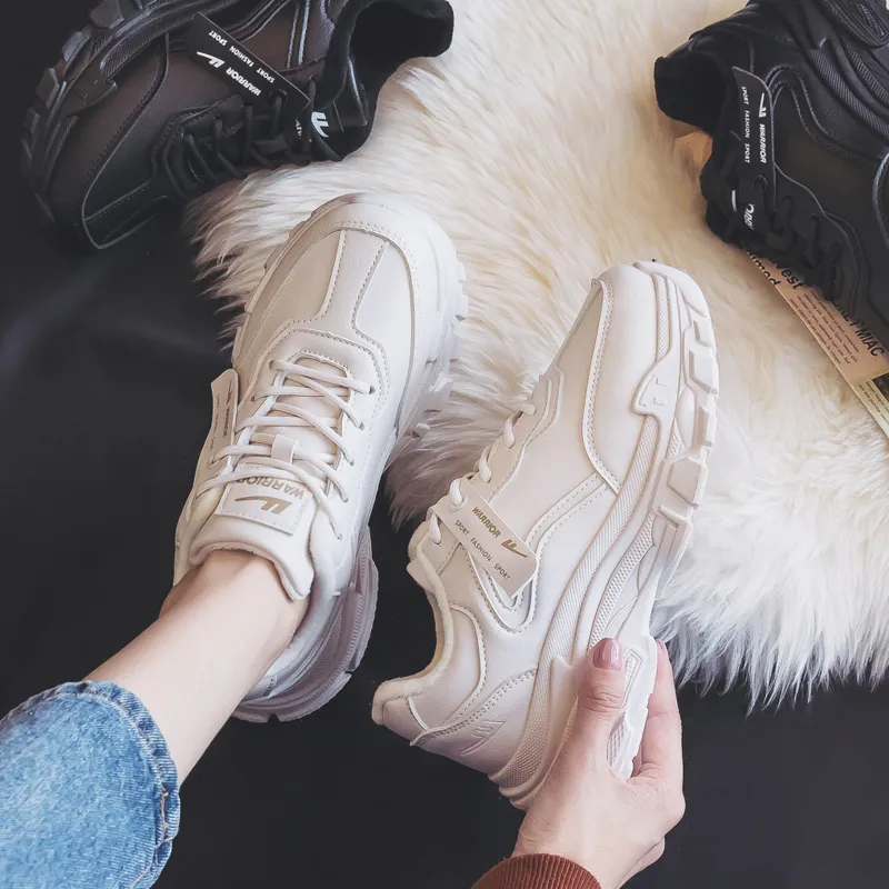 Warrior Slip Resistant, Abrasion Resistant, Lightweight, Height Increasing Coverage Low Top Chunky Sneakers Women's-27