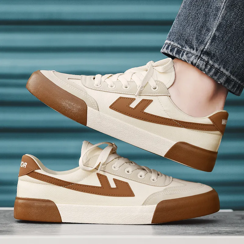 Warrior Breathable And Waterproof Low Top Canvas Shoes Unisex Beige Brown-8