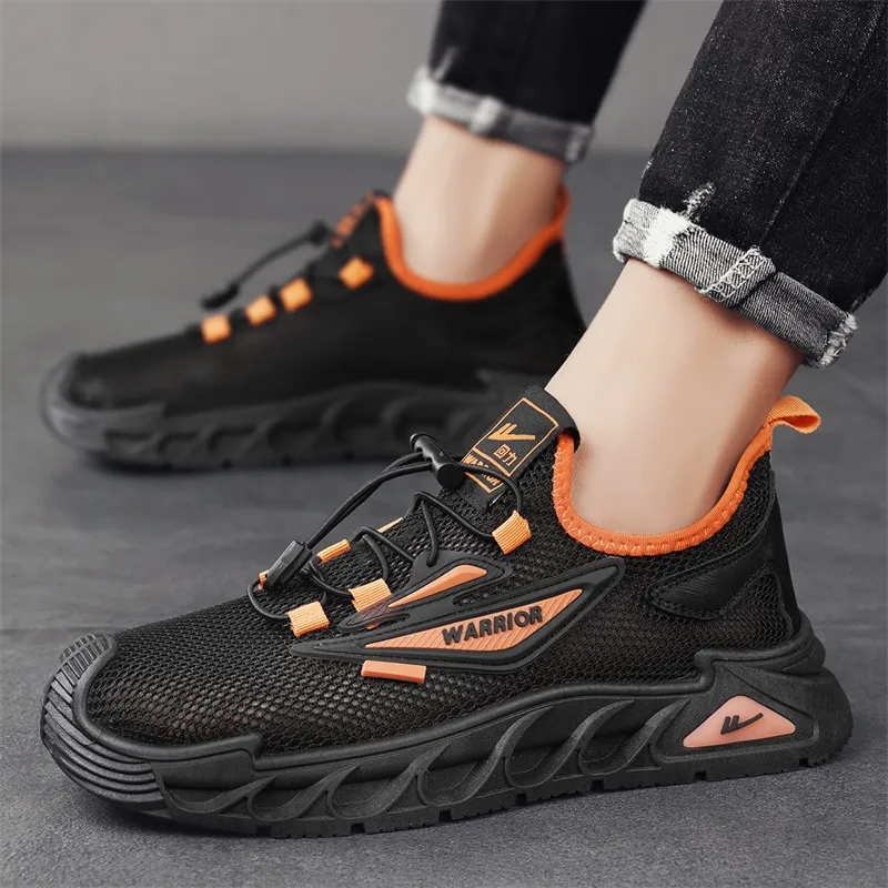 Warrior Wear resistant Lightweight Breathable And Non slip. Low Top Casual Shoes Men's Black Orange-9