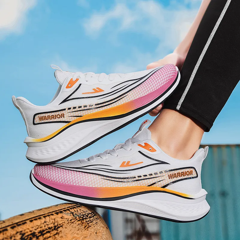 WARRIOR Running Shoes Men Low Top Orange, Pink-5