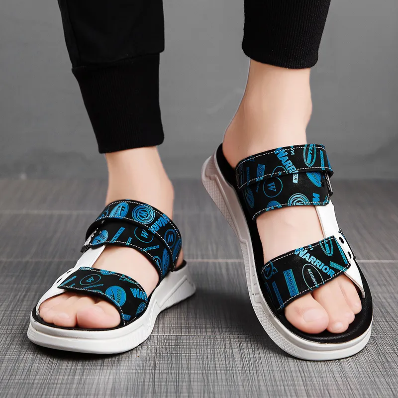 Warrior Casual Chef Shoes Beach Sandals Men's White Black Blue-4