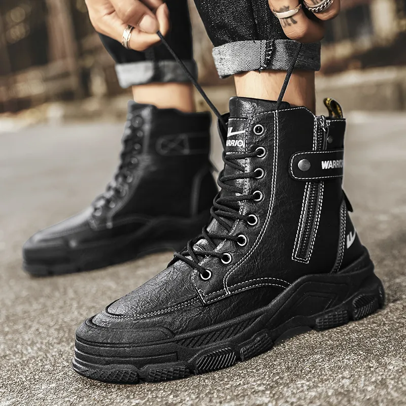 Warrior Short Mid Calf Martin Boot Men's Black-6