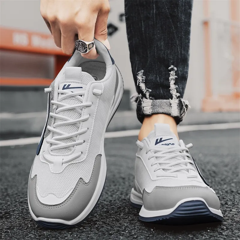Warrior Ah Gan Shoes Durable Lightweight And Breathable Low Top Lace Free Casual Shoes Men's White Gray Dusty Blue-10