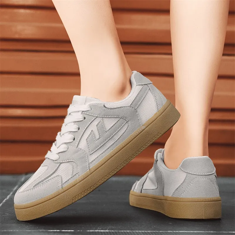 Warrior German Army Trainers Durable Lightweight And Breathable Low Top Skateboard Shoes Unisex Gray White-8