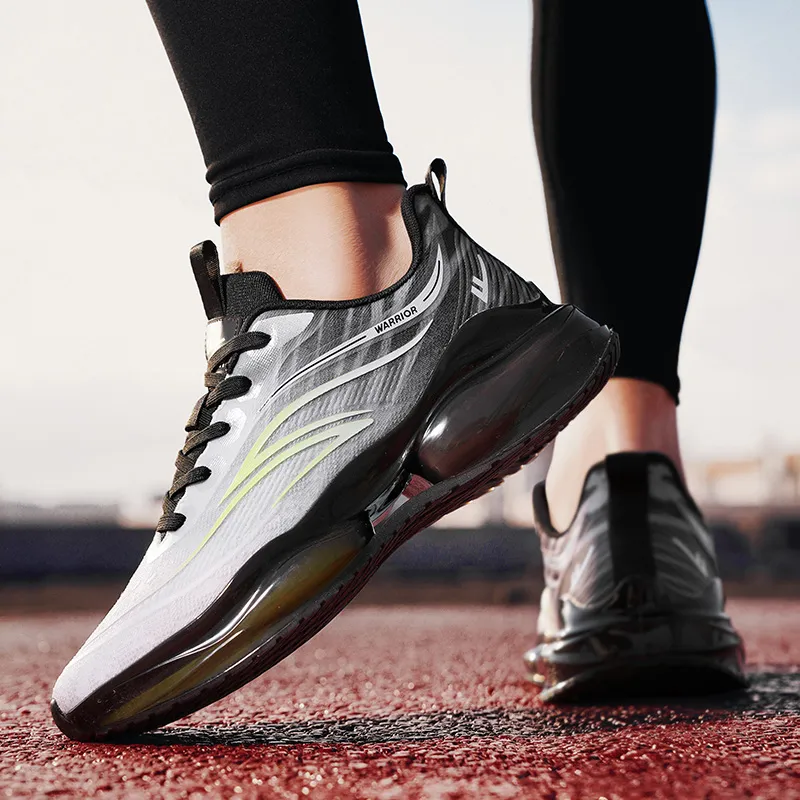 Warrior Anti Slip And Wear Resistant Height Increasing Low Top Long Distance Running Shoes Men's Gray Black Green-7