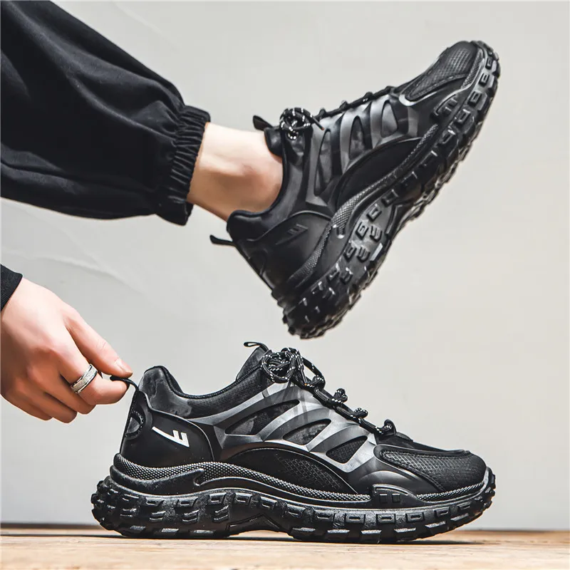 Warrior Abrasion Resistant Slip Resistant Low Top Chunky Sneakers Men's Black-4