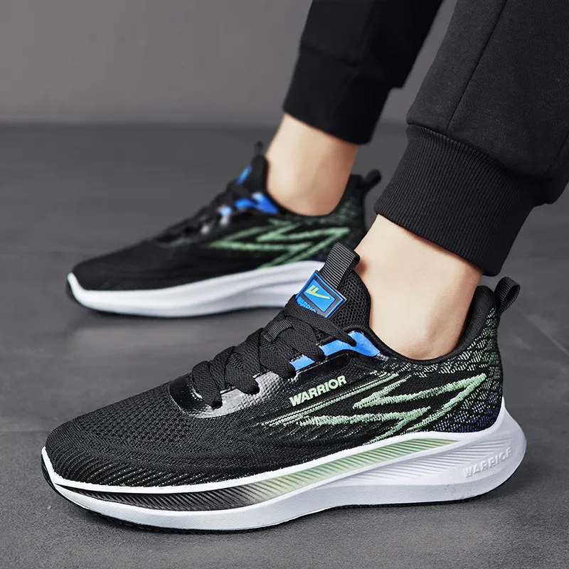 WARRIOR Running Shoes Men Low Top Blue/Green-6