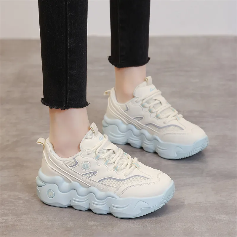 WARRIOR Chunky Sneakers Women's Low Top Blue-5