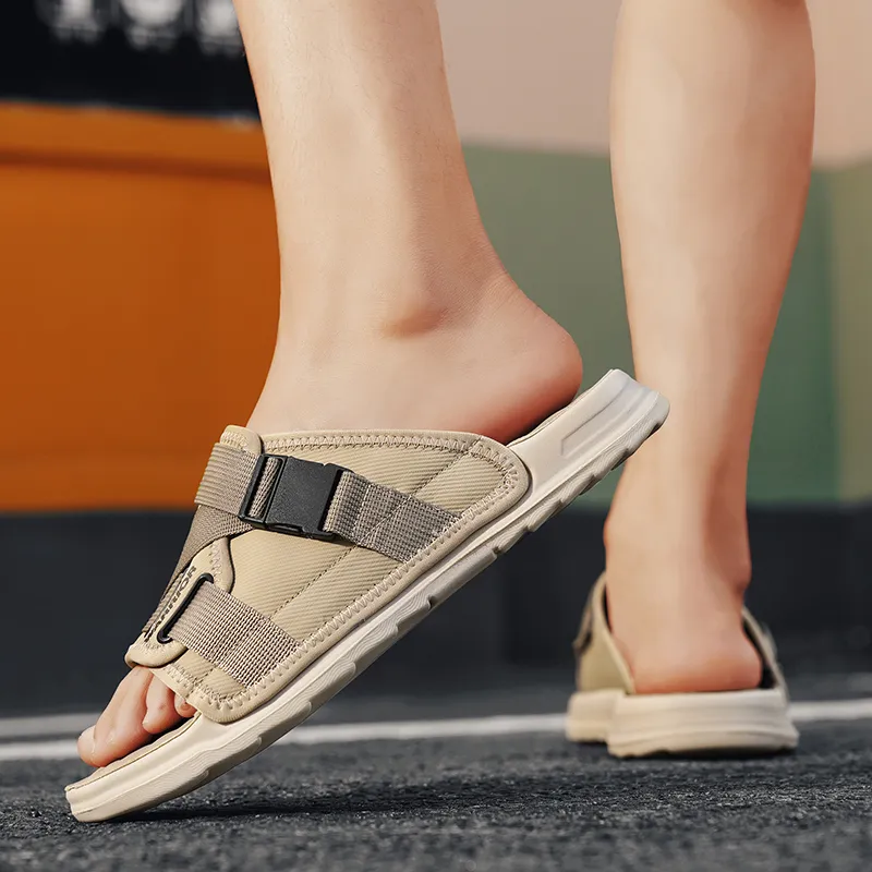 Warrior Slip Resistant Abrasion Resistant Slide Slippers Men's Khaki-7