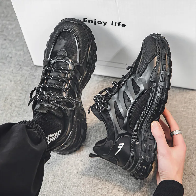 Warrior Abrasion Resistant Slip Resistant Low Top Chunky Sneakers Men's Black-3