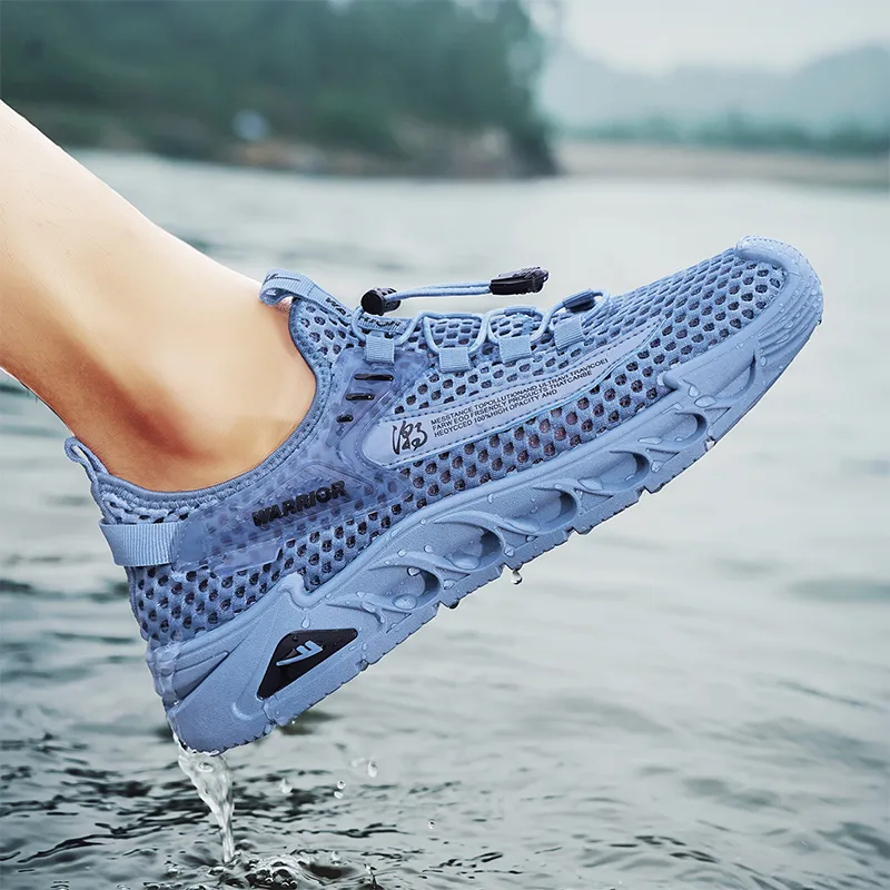 Warrior Lazy Slip on Cushioned Wear Resistant Lightweight Breathable Slip Resistant Low Top Casual Shoes Men's Blue-8