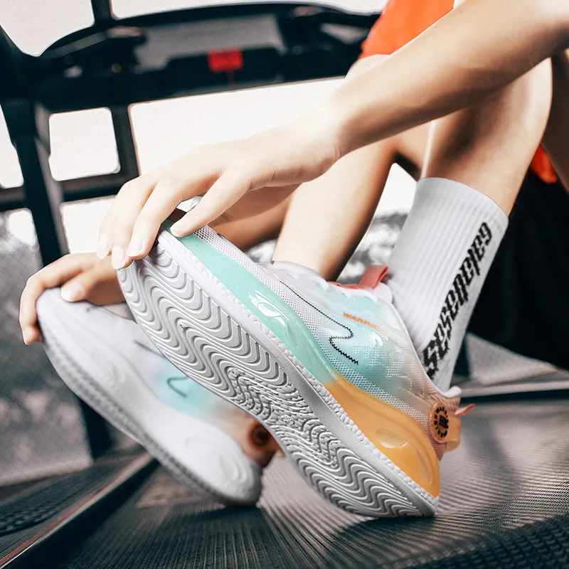 Warrior Anti Slip And Wear Resistant Rebound Cushioning Low Top Casual Shoes Men's White Green Orange-8