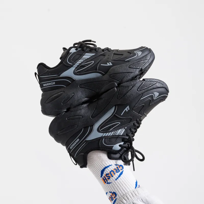 Warrior Warm Cushioning Coverage Height Increasing Wear Resistant Slip Resistant Low Top Chunky Sneakers Women's Black-7