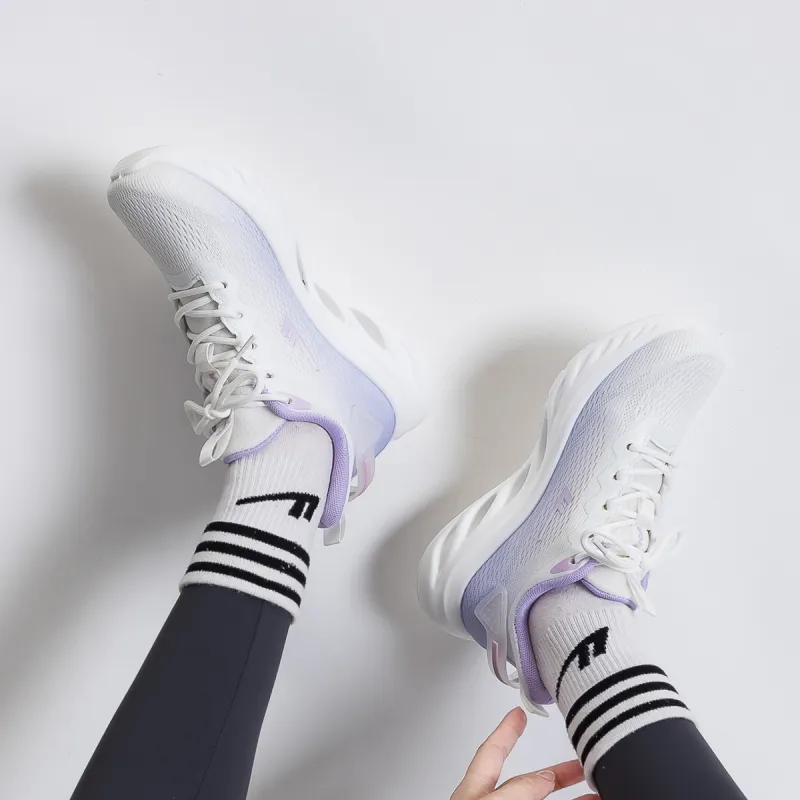 Warrior Lightweight Height Increasing Rebound Low Top Casual Long Distance Running Shoes Women's Purple-3
