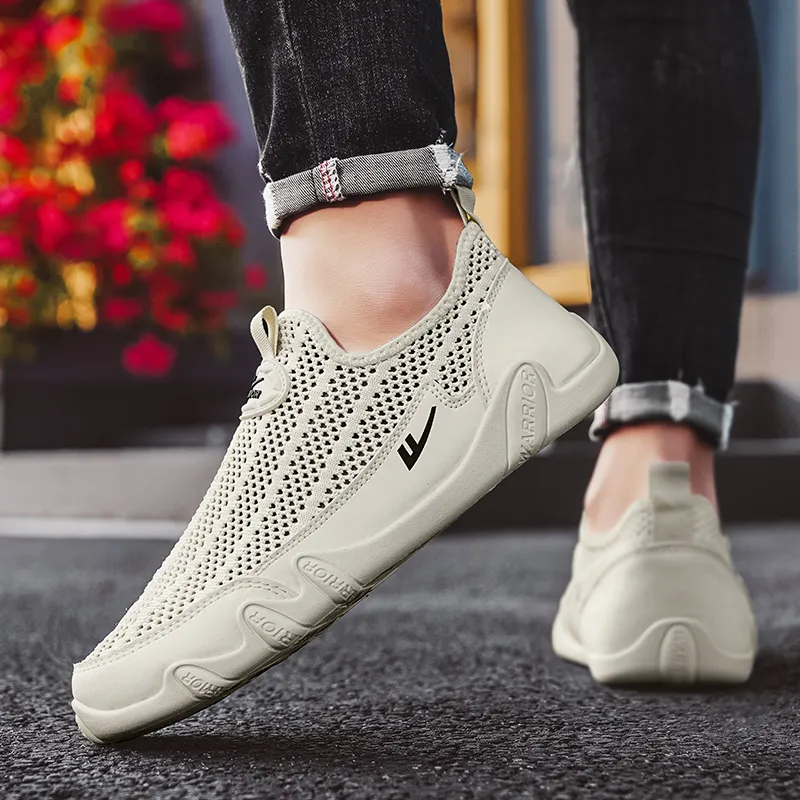 Warrior Slip on Slip on Shoes Wear resistant, Lightweight, Breathable, And Non slip. Low Top Casual Shoes Men's Beige-5