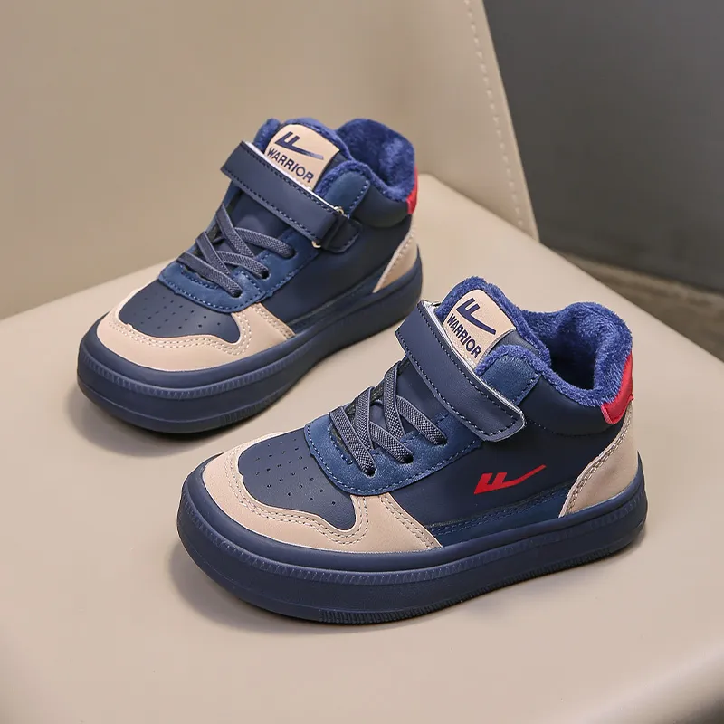 Warrior Anti Slip And Wear Resistant Warm High Top Kids' Skateboarding Shoes Navy Khaki Kids'-3