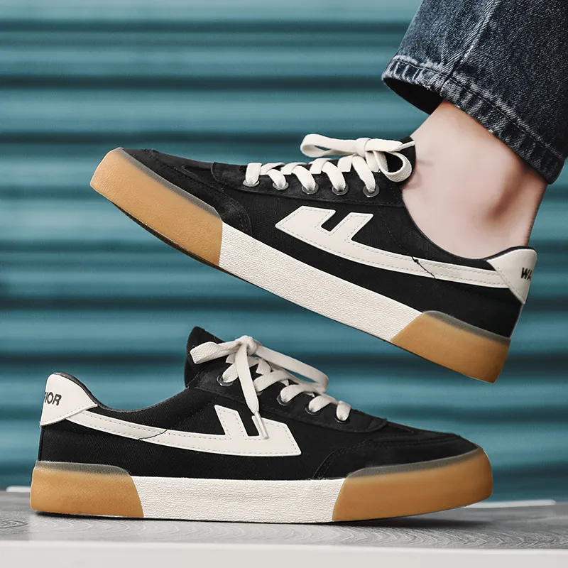 Warrior Warrior Anti Slip And Wear Resistant Lightweight Low Top Canvas Shoes Unisex Black Beige-9