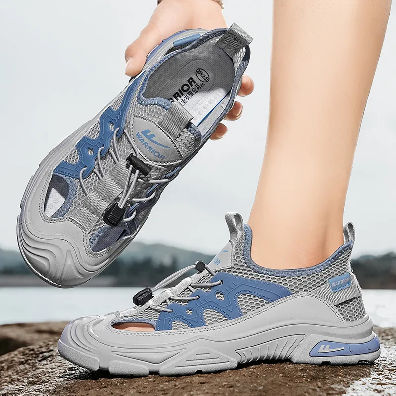 Warrior River Trekking Shoes Wear resistant, Lightweight, Breathable, And Non slip. Beach Sandals Men's Dark Gray Blue-8
