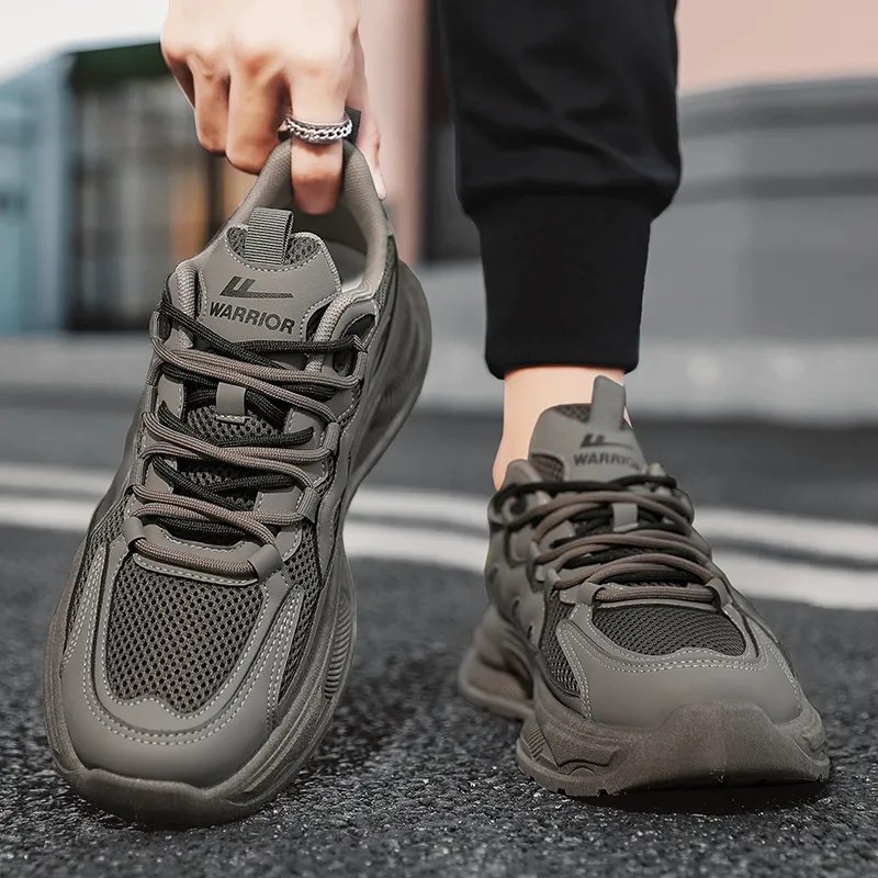 WARRIOR Chunky Sneakers Unisex Low Top Gray-9