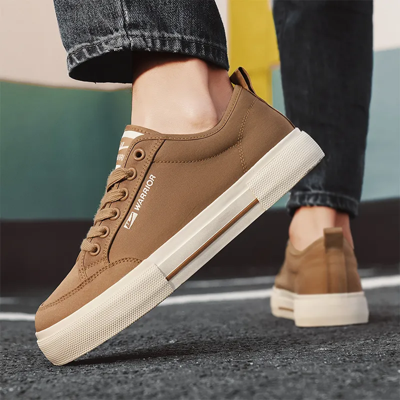 Warrior Slip Resistant Height Increasing Coverage Low Top Canvas Shoes Men's Khaki-4