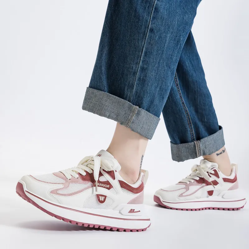 WARRIOR Chunky Sneakers Women's Low Top Red-4