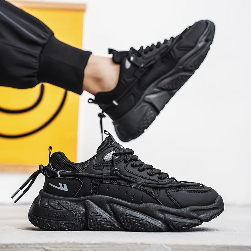 Warrior Warrior Anti-Slip Wear-Resistant Breathable Lightweight Height Increasing Warm Low-Top Chunky Sneakers Unisex-5