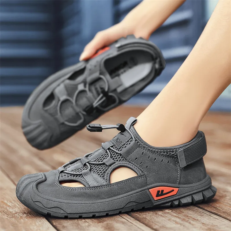 Warrior River Trekking Shoes Wear resistant, Lightweight, Breathable, And Non slip. Beach Sandals Men's Gray-7