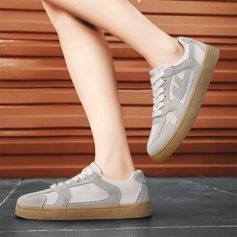 Warrior German Army Trainers Durable Lightweight And Breathable Low Top Skateboard Shoes Unisex Gray White-7