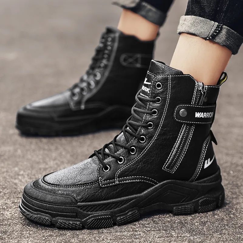 Warrior Short Mid Calf Martin Boot Men's Black-7