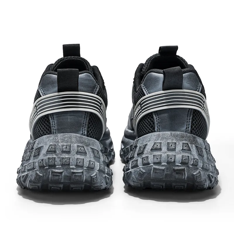 Warrior Wear Resistant Height Increasing Coverage Low Top Chunky Sneakers Men's Blue Gray-4