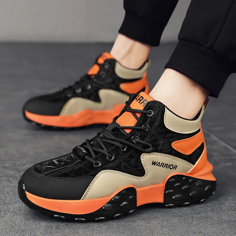 Warrior High Top Chunky Sneakers Men's Khaki Orange-9